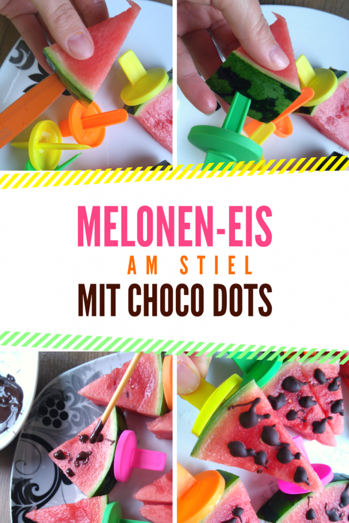 Melonen-EIs am Stiel mit Choco Dots - Schokoladen Kernen