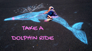kreide Foto kind reitet auf Delphin