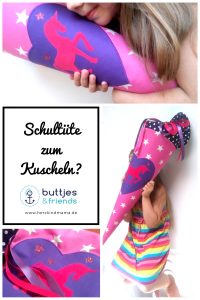 Schultüte aus Stoff zum Kuscheln in ein Kissen verwandeln